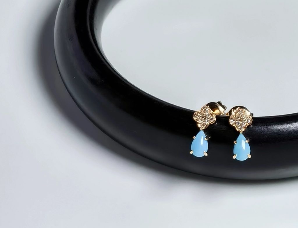 Diamond Cross Turquoise Earrings