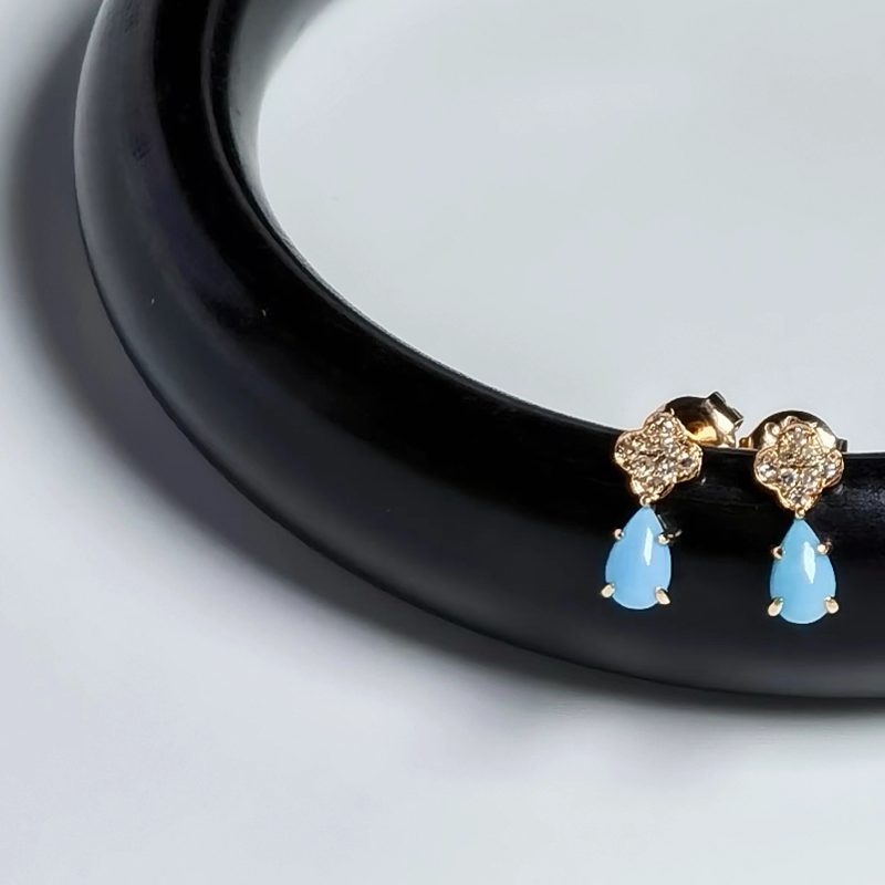 Diamond Cross Turquoise Earrings