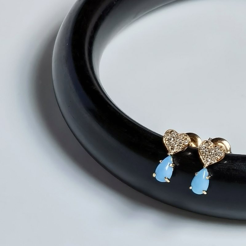 Diamond Heart Turquoise Earrings