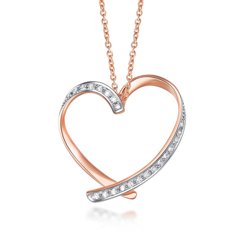 Rose Gold Diamond Neckline Heart Necklace