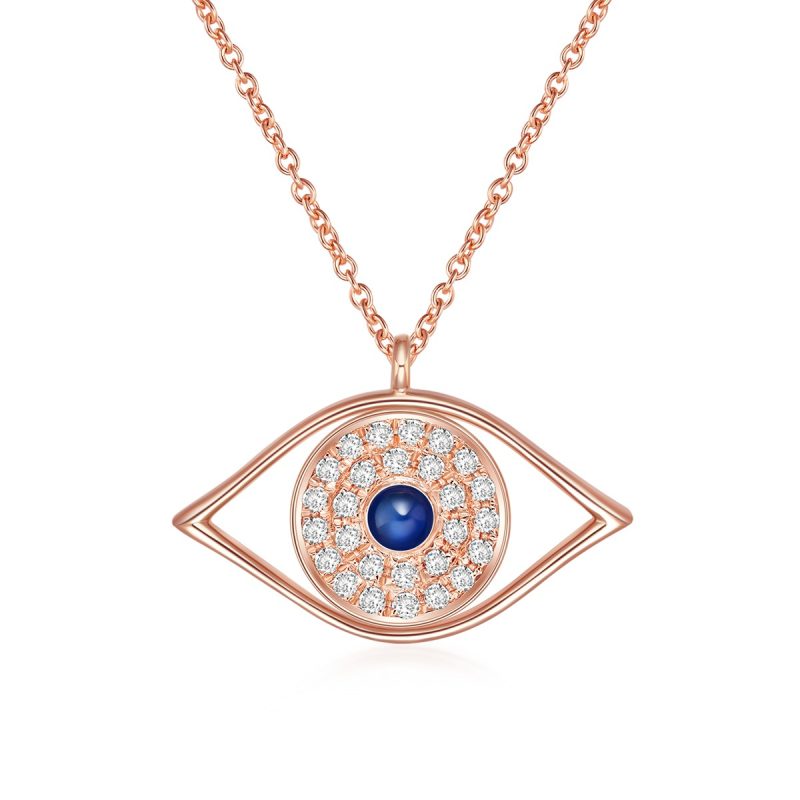 Rose Gold Diamond Sapphire Eye Necklace