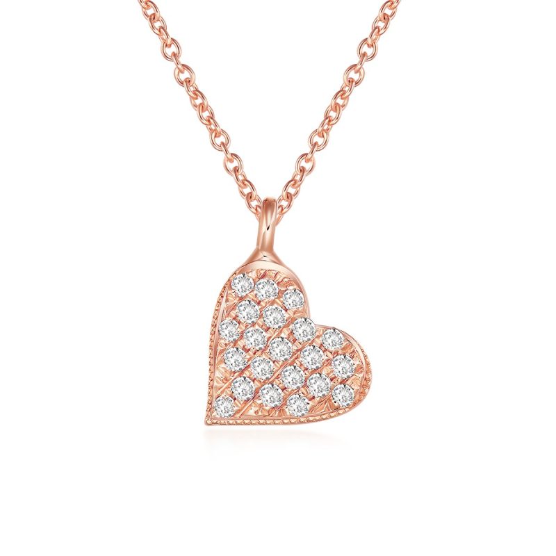 Rose Gold Diamond Starry Heart Necklace