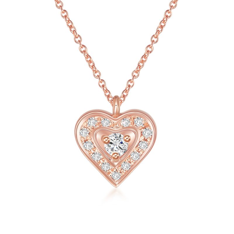 Rose Gold Diamond Heart Necklace