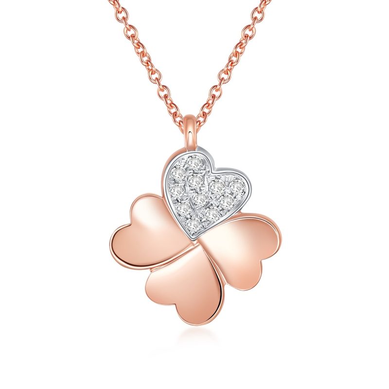 Rose Gold Diamond Clover Necklace