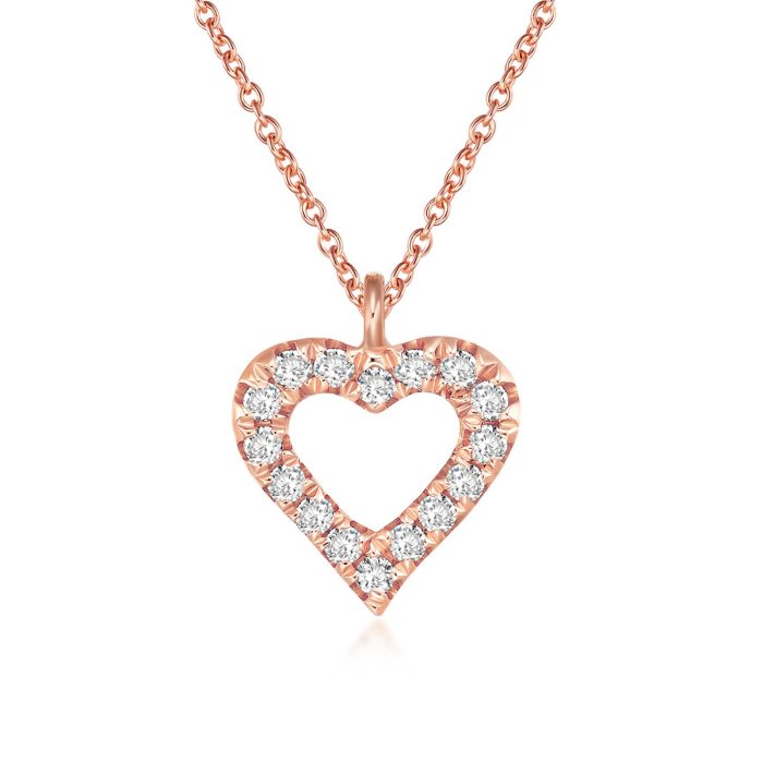 Rose Gold Diamond Around Heart Necklace