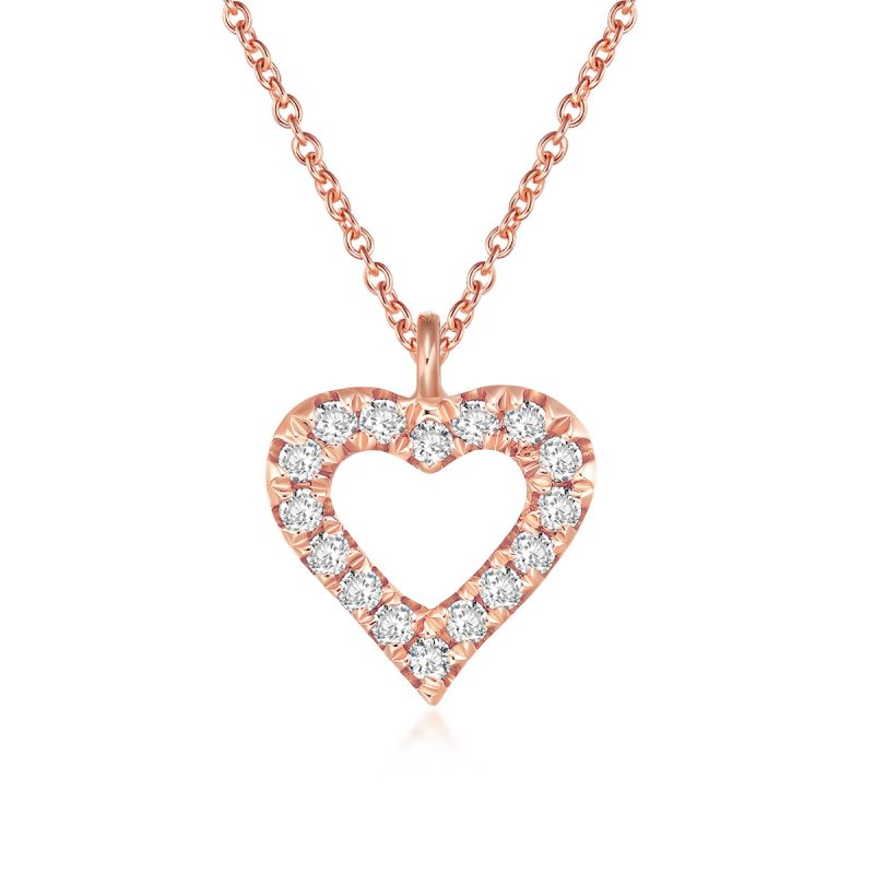 Rose Gold Diamond Around Heart Necklace