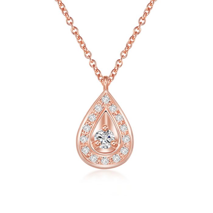 Rose Gold Diamond Drop Necklace