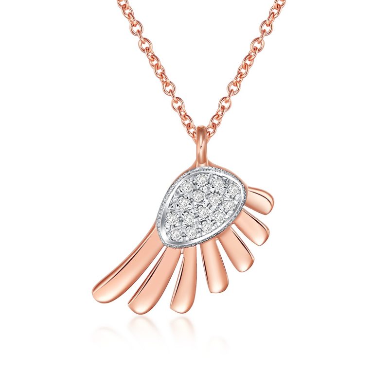 Rose Gold Diamond Feather Necklace