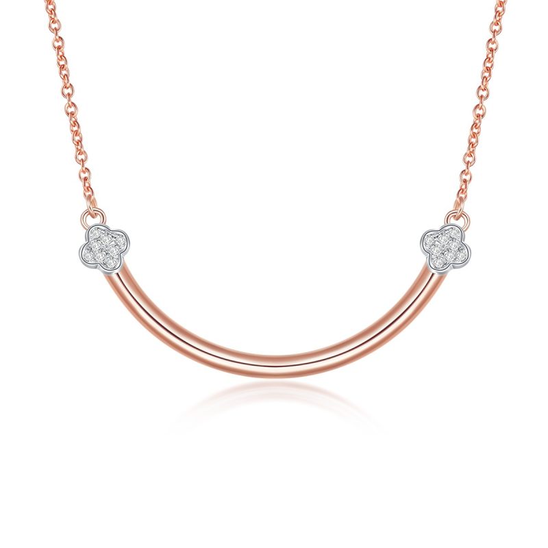 Rose Gold Diamond Clover Corner Necklace
