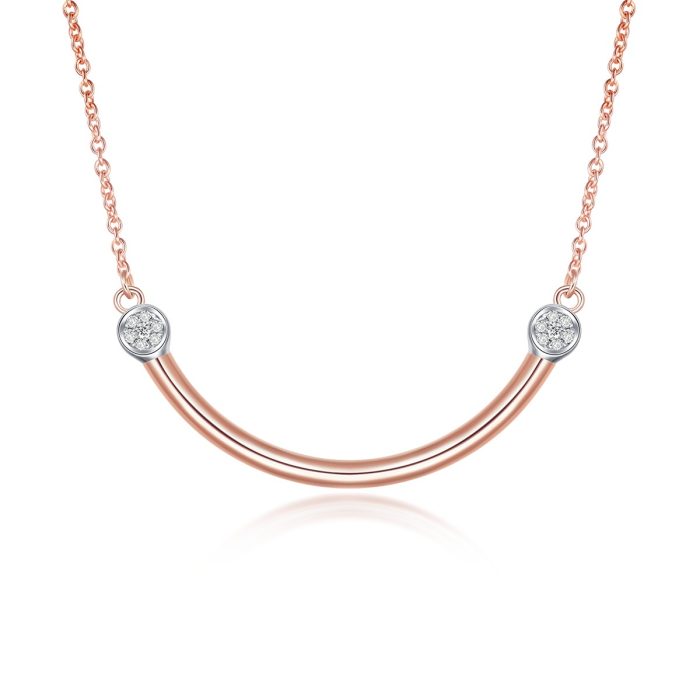 Rose Gold Diamond Circle Corner Necklace