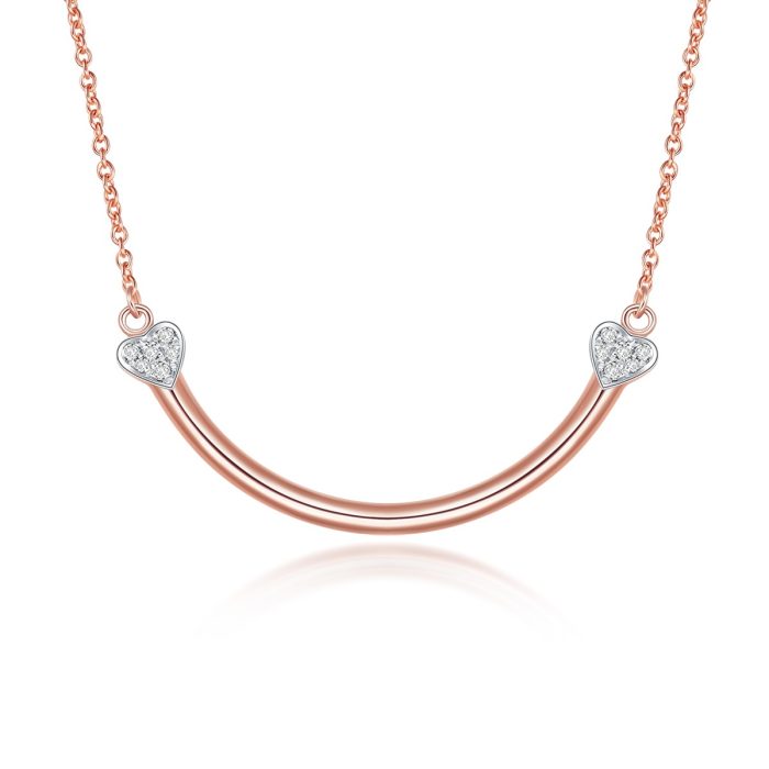 Rose Gold Diamond Smile Heart Corner Necklace