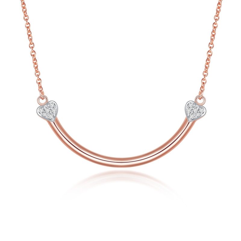 Rose Gold Diamond Smile Heart Corner Necklace