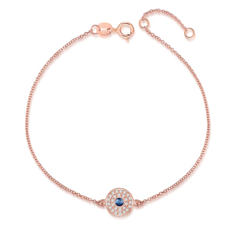 Rose Gold Sapphire Diamond Disc Bracelet