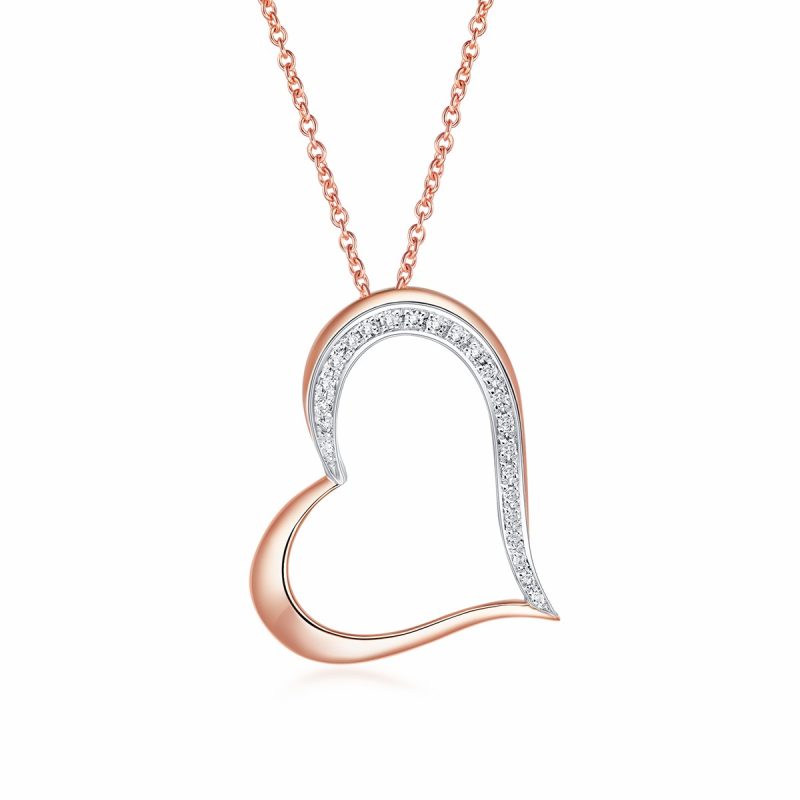 Rose Gold Diamond Shadow Heart Necklace