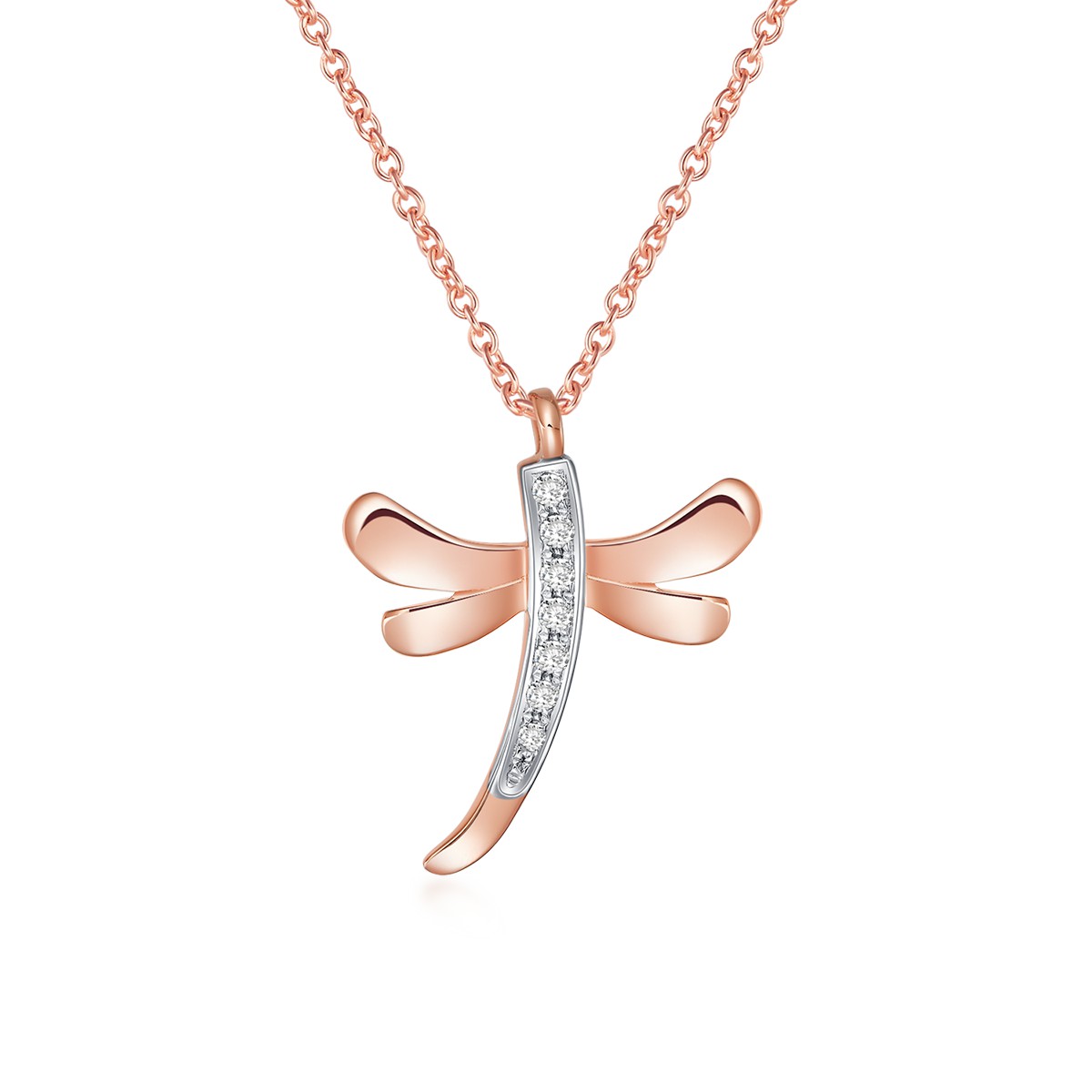 Rose Gold Diamond Dragonfly Necklace