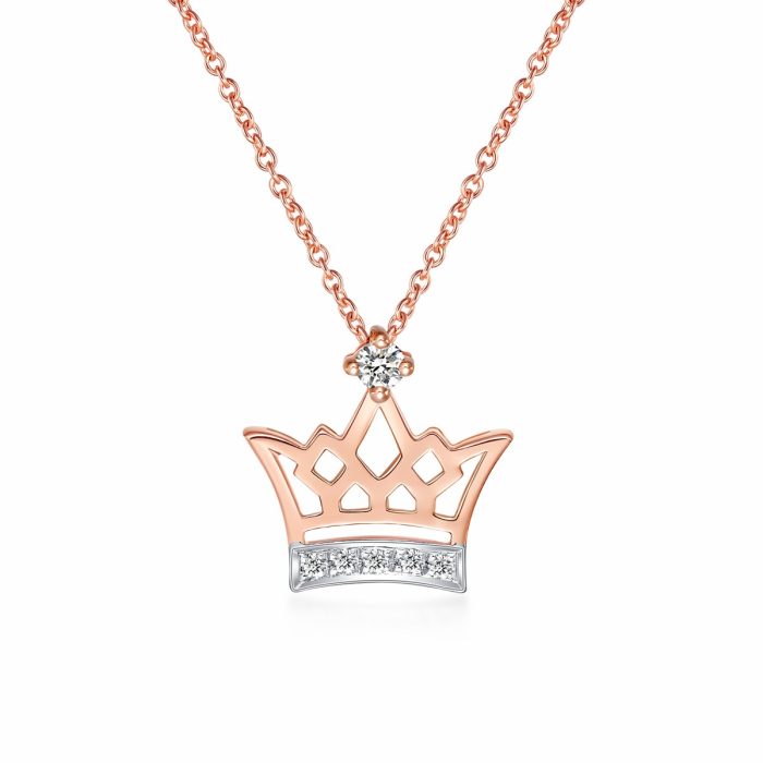 Rose Gold Diamond Crown Necklace