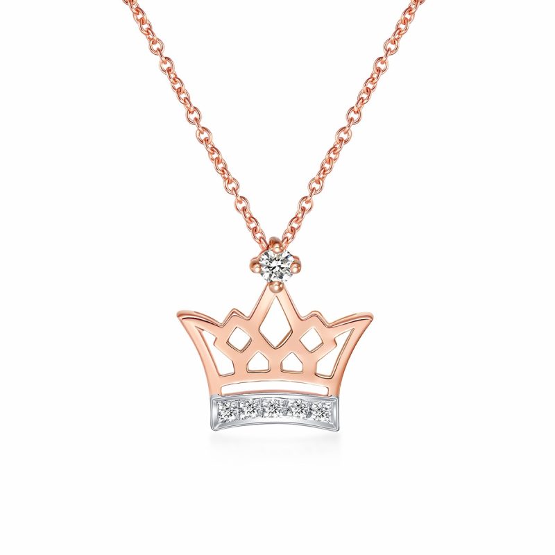 Rose Gold Diamond Crown Necklace